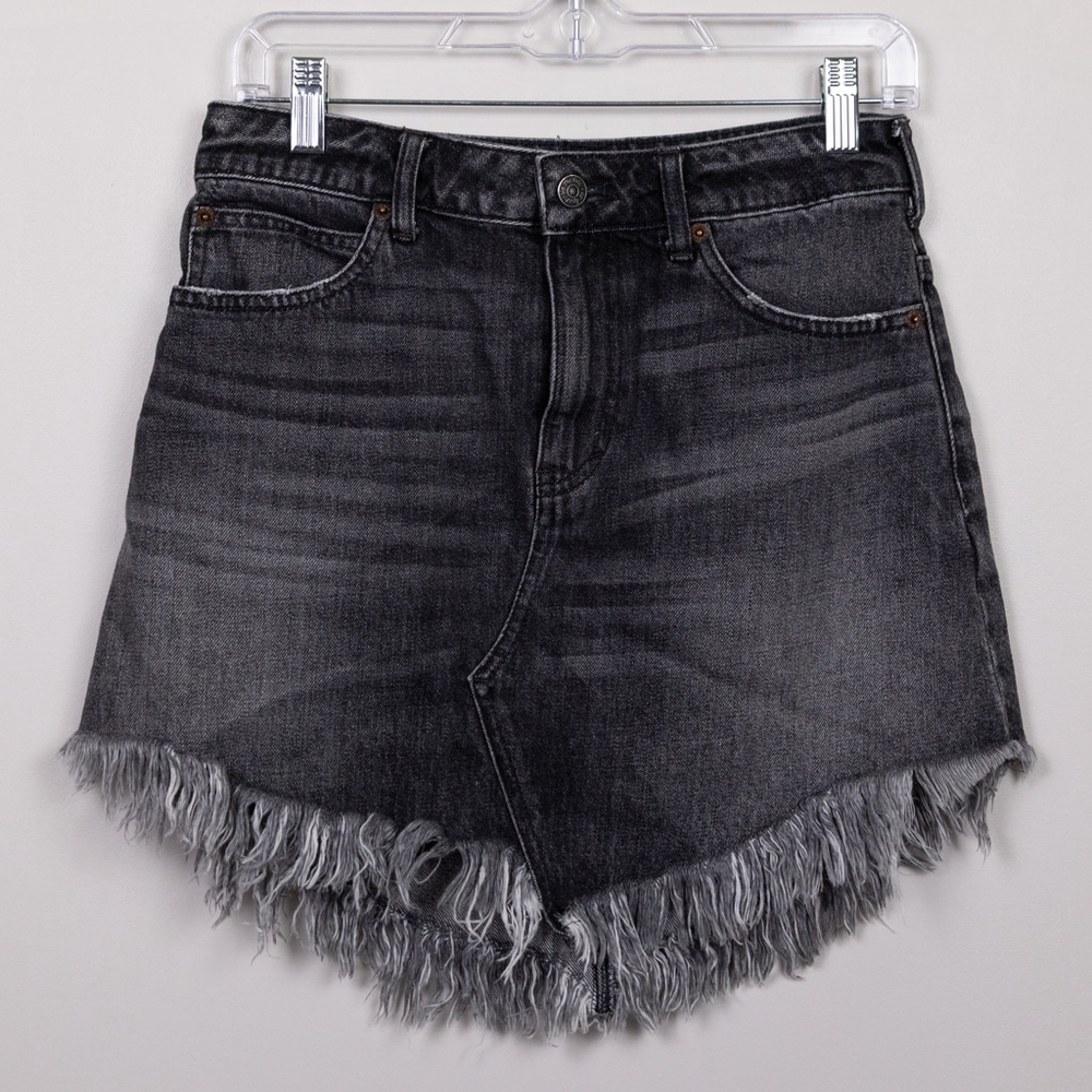 We The Free Bailey black denim mini skirt-26